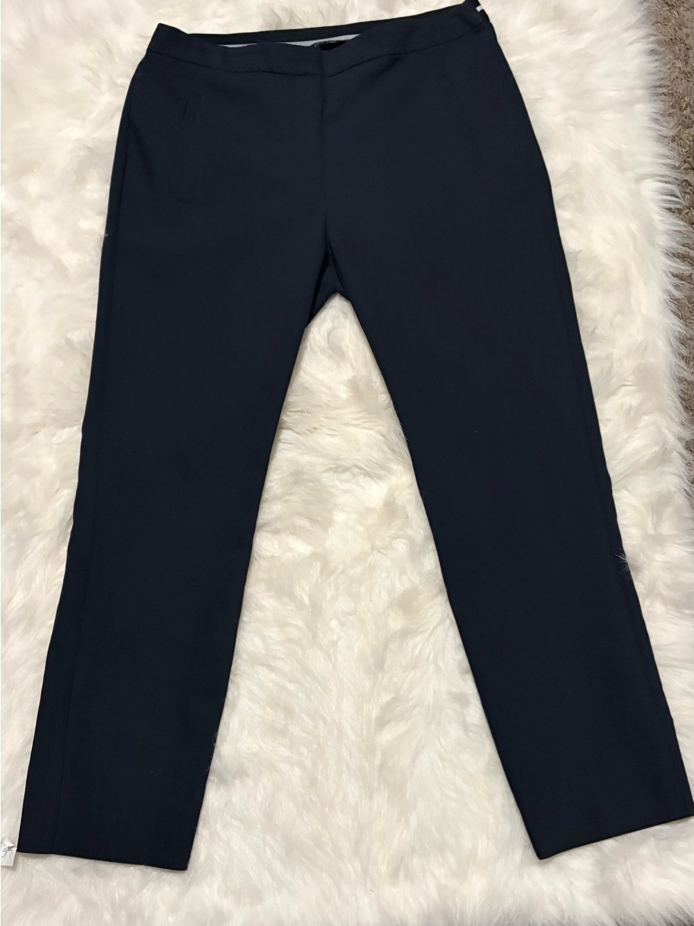 Zara Navy Slim Straight Trousers